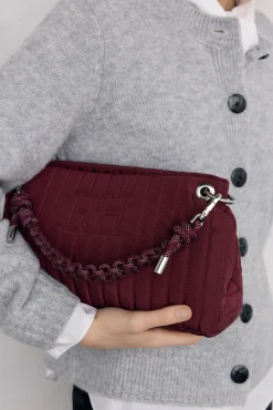 Pedro del Hierro Malas-Bolsa de ombro de nylon com fecho-éclair e alça de cordão Bordeaux