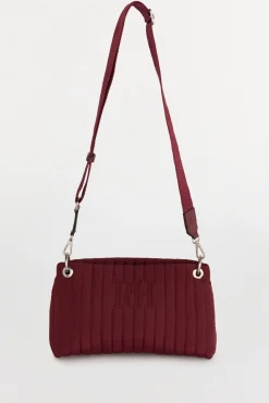 Pedro del Hierro Malas-Bolsa de ombro de nylon com fecho-éclair e alça de cordão Bordeaux