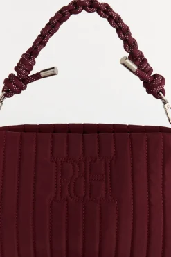 Pedro del Hierro Malas-Bolsa de ombro de nylon com fecho-éclair e alça de cordão Bordeaux