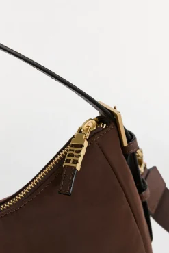 Pedro del Hierro Malas-Bolsa de ombro de nylon com fivelas Marrom