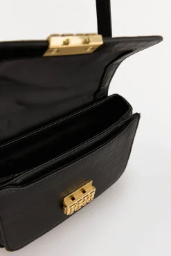 Pedro del Hierro Malas-Bolsa de ombro em pele com fecho em metal Preto