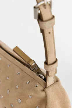 Pedro del Hierro Malas-Bolsa de ombro em pele cravejado Ecru