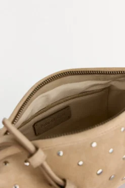Pedro del Hierro Malas-Bolsa de ombro em pele cravejado Ecru