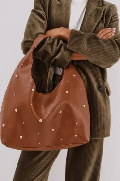 Cortefiel Malas-Bolsa hobo cravejada Castanho