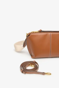 Cortefiel Malas-Bolsa tiracolo básica com costura Castanho