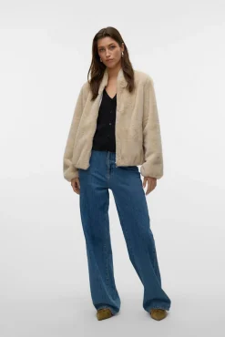 Vero Moda Sobretudos|Casacos-Bomber com efeito pelo Tostado