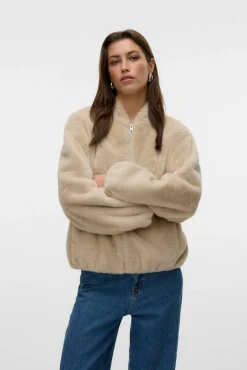 Vero Moda Sobretudos|Casacos-Bomber com efeito pelo Tostado
