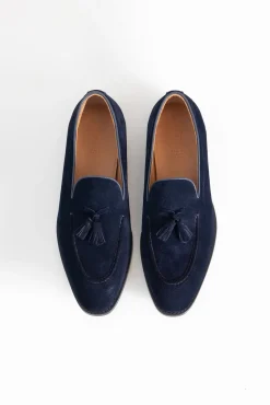 PuroEGO Sapato Social-Borlas de pele com croute Azul