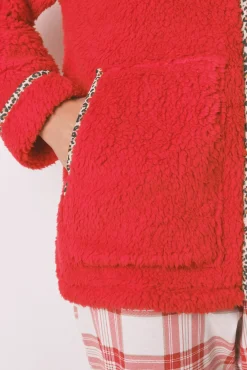 Women'secret Roupões-Borrego robe de pele de carneiro vermelha com bordado do Snoopy vermelho