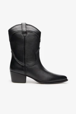 Cortefiel Botas|Saltos-Bota cowboy pele Preto