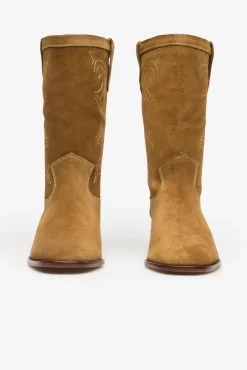 Cortefiel Botas|Calçado De Couro-Bota de croute com costuras contrastantes Tostado