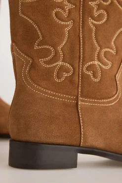 Slowlove Botas|Calçado De Couro-Bota de croute plana Castanho