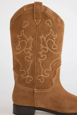 Slowlove Botas|Calçado De Couro-Bota de croute plana Castanho