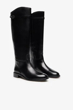 Cortefiel Botas|Calçado De Couro-Bota de montaria de pele Preto