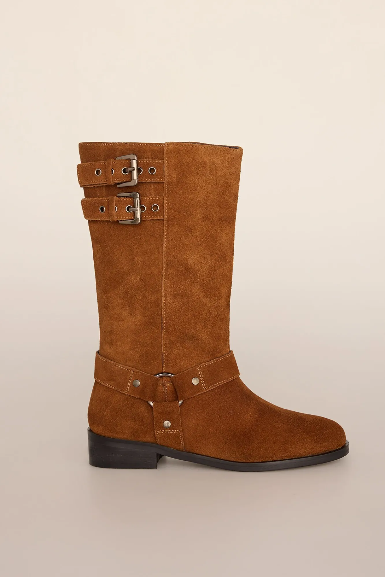 Pedro del Hierro Saltos|Botas-Bota de motociclista de camurça com fivelas Marrom