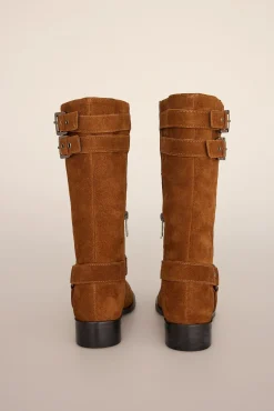 Pedro del Hierro Saltos|Botas-Bota de motociclista de camurça com fivelas Marrom