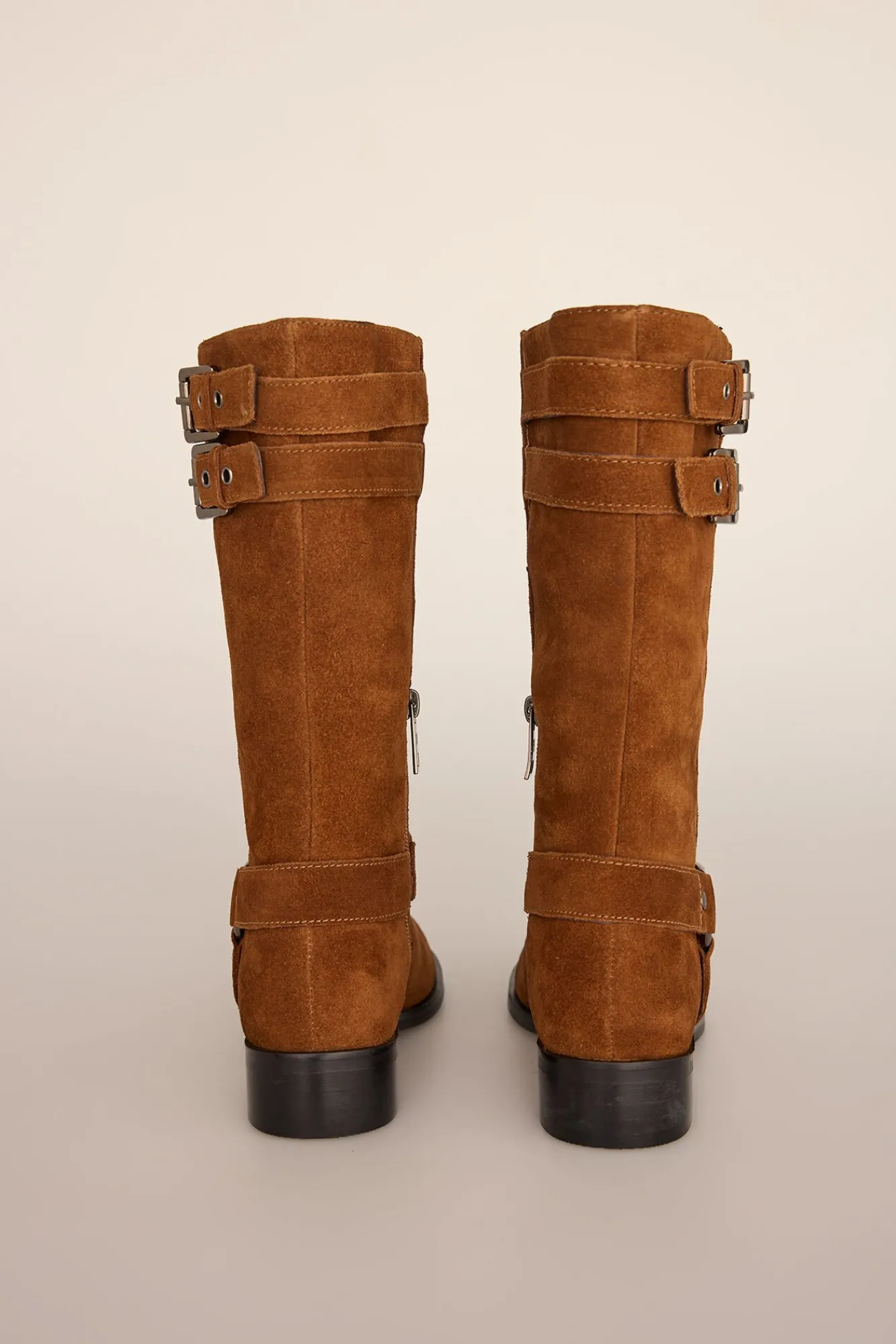 Pedro del Hierro Saltos|Botas-Bota de motociclista de camurça com fivelas Marrom