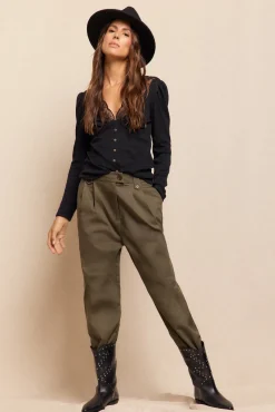 Slowlove Botas|Saltos-Bota de pele cravejada Preto