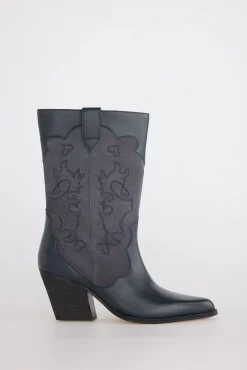 Slowlove Botas|Saltos-Bota de pele e croute Cinzento