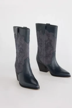 Slowlove Botas|Saltos-Bota de pele e croute Cinzento