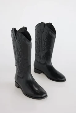 Slowlove Botas|Calçado De Couro-Bota de pele plana Preto