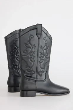 Slowlove Botas|Calçado De Couro-Bota de pele plana Preto