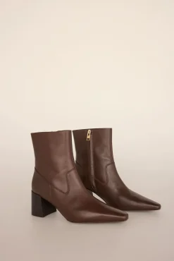 Pedro del Hierro Saltos|Calçado De Couro-Bota de salto em Botins napa Marrom