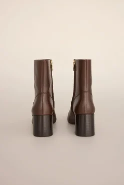 Pedro del Hierro Saltos|Calçado De Couro-Bota de salto em Botins napa Marrom