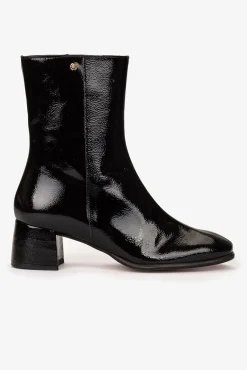 Cuplé Saltos|Calçado De Couro-Bota de salto médio em couro botim Preto