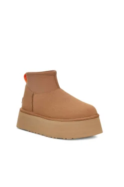 Ugg Botas|Calçado De Couro-Bota feminina clássica Mini Dipper Castanho