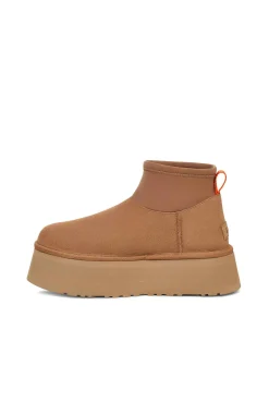 Ugg Botas|Calçado De Couro-Bota feminina clássica Mini Dipper Castanho