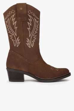 Cuplé Saltos|Botas-Botas de cowboy de couro camurça Castanho