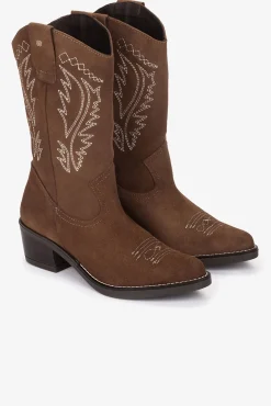 Cuplé Saltos|Botas-Botas de cowboy de couro camurça Castanho