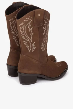 Cuplé Saltos|Botas-Botas de cowboy de couro camurça Castanho