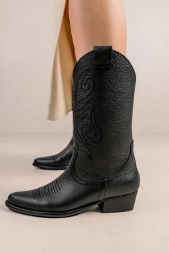 Bryan Stepwise Saltos|Botas-Botas de cowboy de pele Jandra Preto