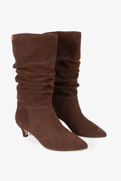 Popa Botas|Calçado De Couro-Botas feminina de camurça Nirvana Castanho