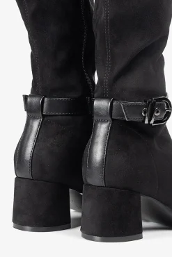 Popa Saltos|Botas-Botas Flare de Camurça Feminina Preto