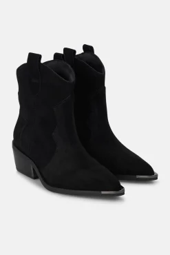 Alma en Pena Saltos|Calçado De Couro-Botim de cowboy de salto baixo Preto