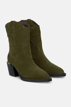 Alma en Pena Saltos|Calçado De Couro-Botim de salto baixo Verde