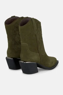 Alma en Pena Saltos|Calçado De Couro-Botim de salto baixo Verde