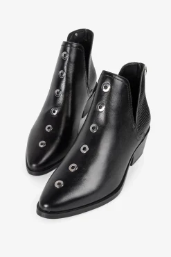 Popa Saltos|Calçado De Couro-Botim feminina Nexo Treccia Preto