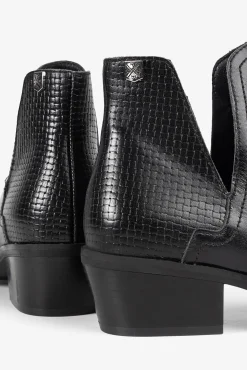 Popa Saltos|Calçado De Couro-Botim feminina Nexo Treccia Preto