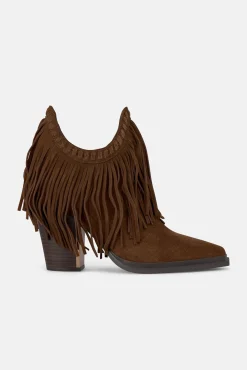 Alma en Pena Saltos|Calçado De Couro-Botim longa com franjas Castanho