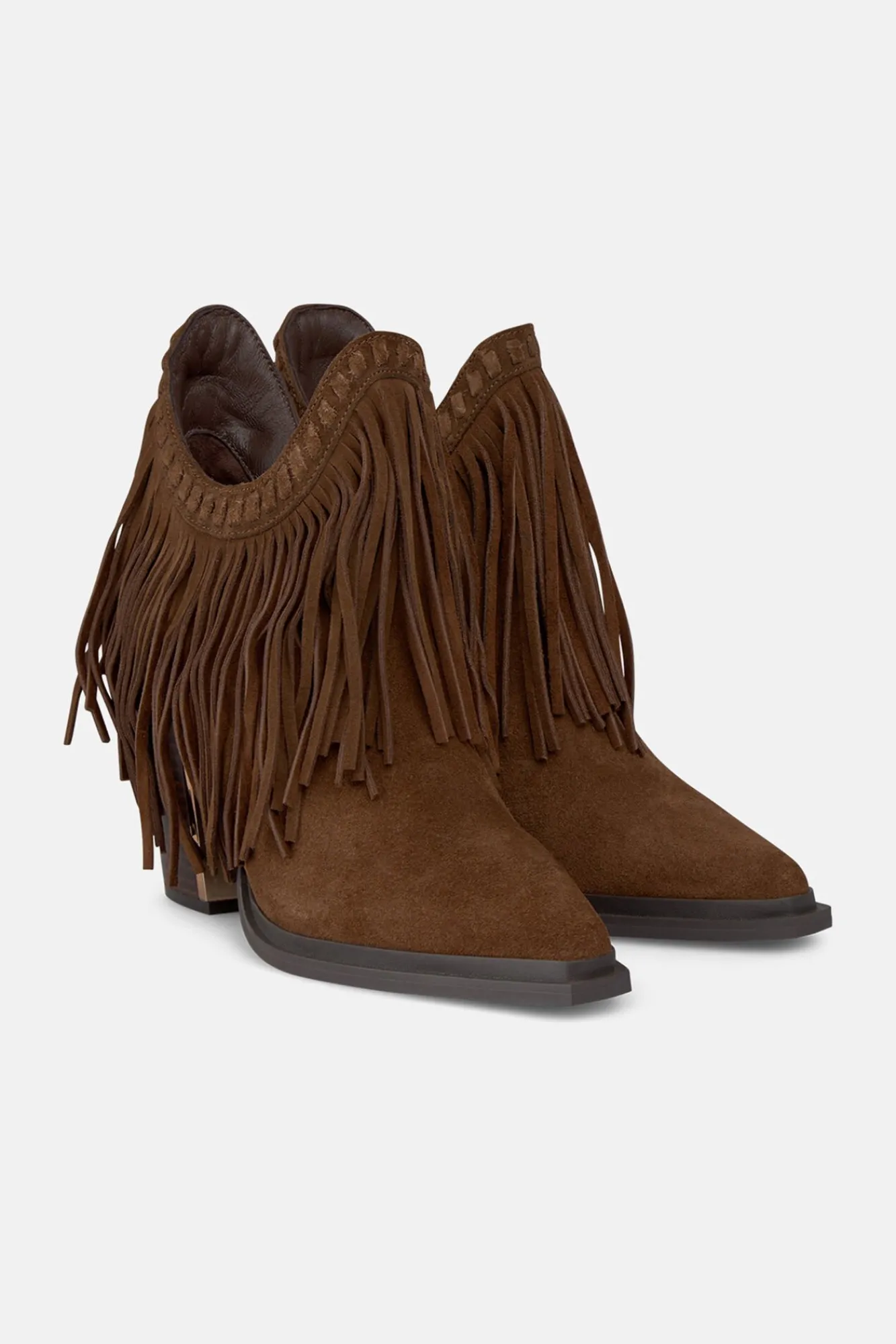 Alma en Pena Saltos|Calçado De Couro-Botim longa com franjas Castanho