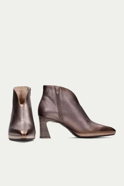 Hispanitas Saltos|Calçado De Couro-Botins ATLANTA bico fino metálica Castanho