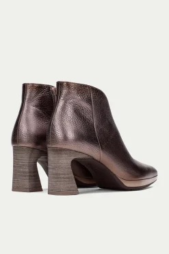 Hispanitas Saltos|Calçado De Couro-Botins ATLANTA bico fino metálica Castanho