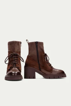 Hispanitas Saltos|Calçado De Couro-Botins curto com cadarço e sola de corrida em Zurique Castanho