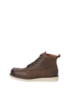Jack & Jones Botas-Botins de couro com sola de borracha castanho