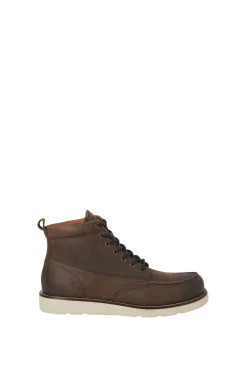 Jack & Jones Botas-Botins de couro com sola de borracha castanho