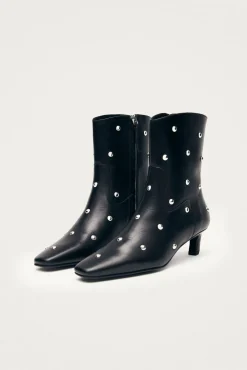 Alohas Botins-Botins de couro Nash Studs até o tornozelo Preto